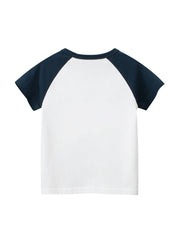 Boys’ Cartoon Excavator And Truck Print T-Shirt In European And American Style - Freeyouthzbandz