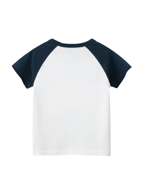 Boys’ Cartoon Excavator And Truck Print T-Shirt In European And American Style - Freeyouthzbandz