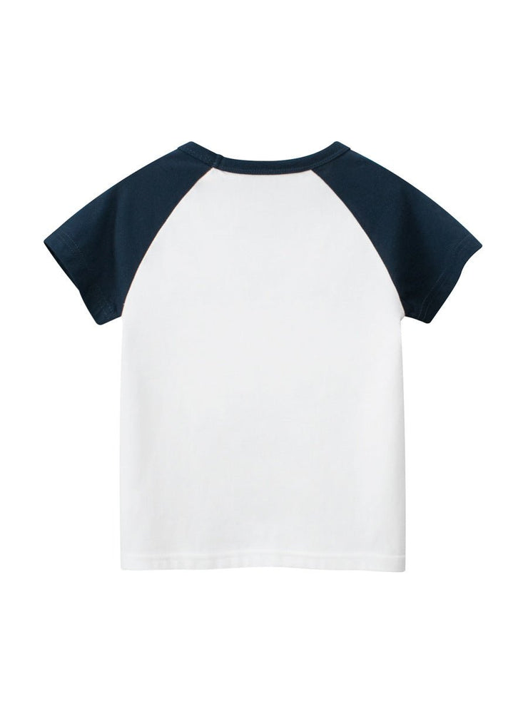 Boys’ Cartoon Excavator And Truck Print T-Shirt In European And American Style - Freeyouthzbandz