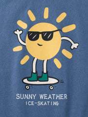 Boys’ Sun Cartoon Print Beige T-Shirt In European And American Style