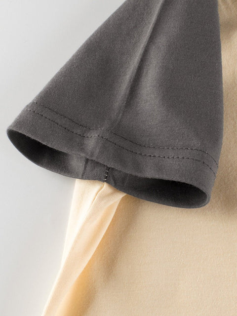 Rabbit Sweet Smile Print Girls’ Patchwork T-Shirt In European And American Style For Summer - Freeyouthzbandz