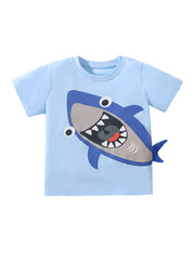 Boys’ Shark Design T-Shirt In European And American Style For Summer - Freeyouthzbandz