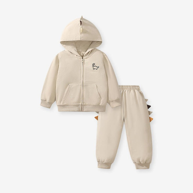 High Quality Spring And Autumn Boys Dinosaur Design Long Sleeves Top Zip - Up Hoodie And Pants Clothing Set - Freeyouthzbandz