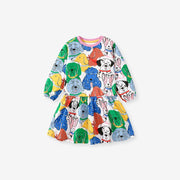 Design Autumn Girls Vivid Colorful Dogs Pattern Dress - Freeyouthzbandz