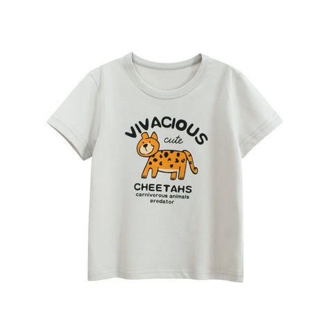 Summer Boys’ Tiger and Letters Pattern T-shirt in European and American Style