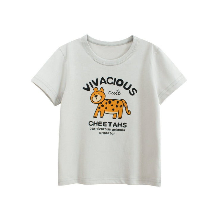 Summer Boys’ Tiger and Letters Pattern T-shirt in European and American Style - Freeyouthzbandz