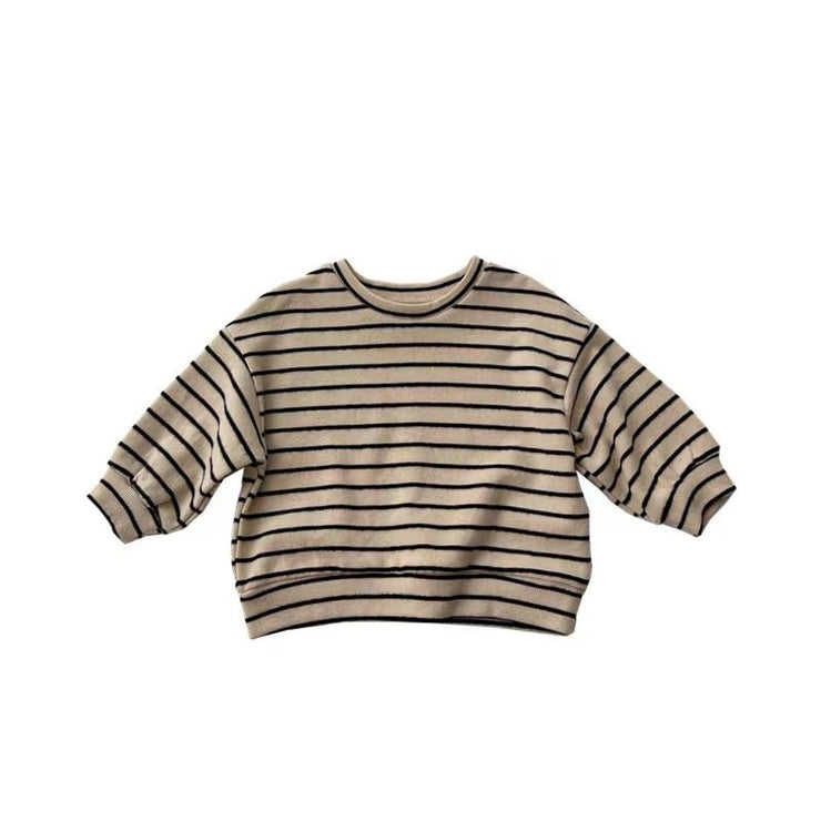 Baby Striped Pattern Puff Sleeve Style Hoodie In Autumn - Freeyouthzbandz