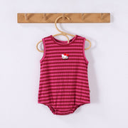 Summer Arrival Baby Cute Striped Sleeveless Rabbit Cartoon Design Onesies - Freeyouthzbandz