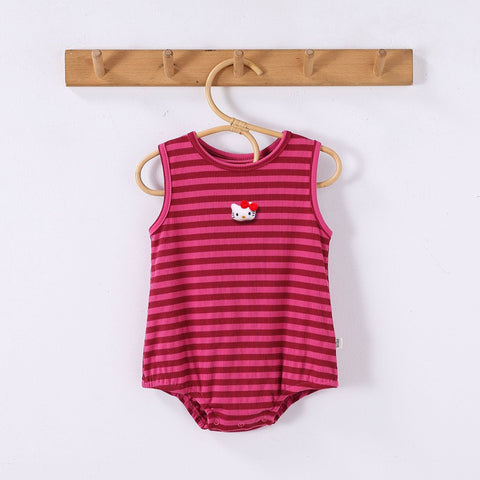 Summer Arrival Baby Cute Striped Sleeveless Rabbit Cartoon Design Onesies - Freeyouthzbandz