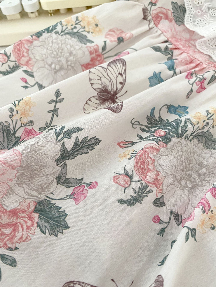 Summer Baby Girls Flowers And Butterfly Pattern Short Sleeves Onesies/Dress - Freeyouthzbandz