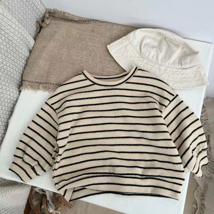 Baby Striped Pattern Puff Sleeve Style Hoodie In Autumn - Freeyouthzbandz