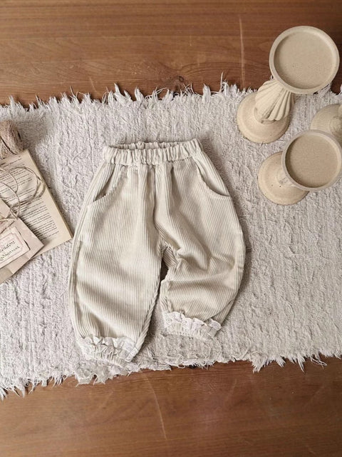 Autumn Arrival Kids Girls Soft Comfortable Corduroy Long Solid Color Pants - Freeyouthzbandz