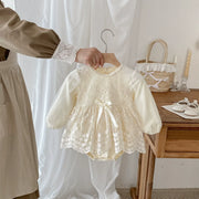 Autumn Arrival Baby Girls Long Sleeves Flowers Pattern Tulle Patchwork Onesies - Freeyouthzbandz