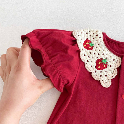 Summer Arrival Baby Girls Cute Single Breasted Rompers with Knitted Collar - Freeyouthzbandz