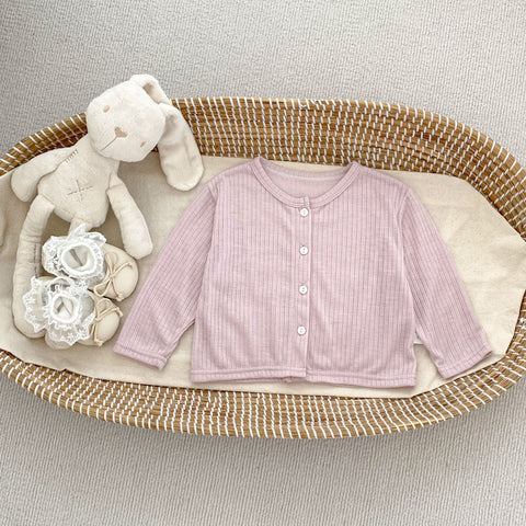 Summer Arrival Baby Girls Simple Long Sleeves Thin Knitted Top