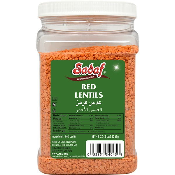 Sadaf Red Lentils | Imported in Jar - 3 lbs - Freeyouthzbandz