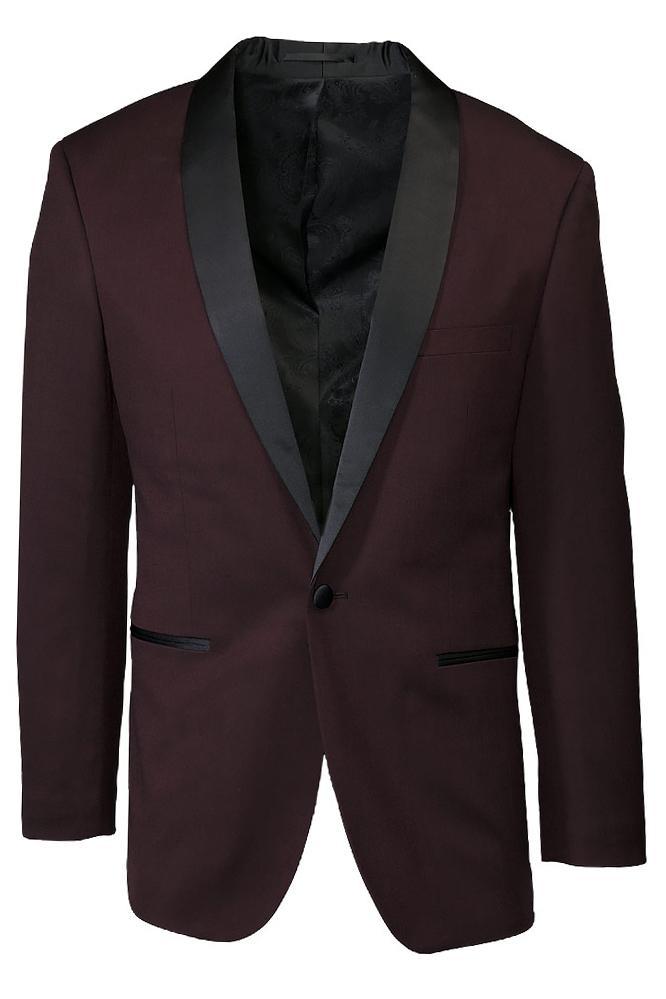 "Sebastian" Burgundy Pindot Tuxedo Jacket Shawl (Separates) - Freeyouthzbandz