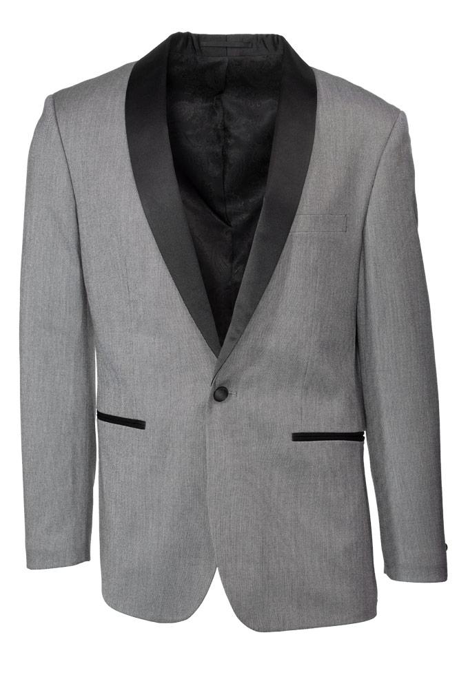 "Sebastian" Grey Pindot Tuxedo Jacket Shawl (Separates) - Freeyouthzbandz