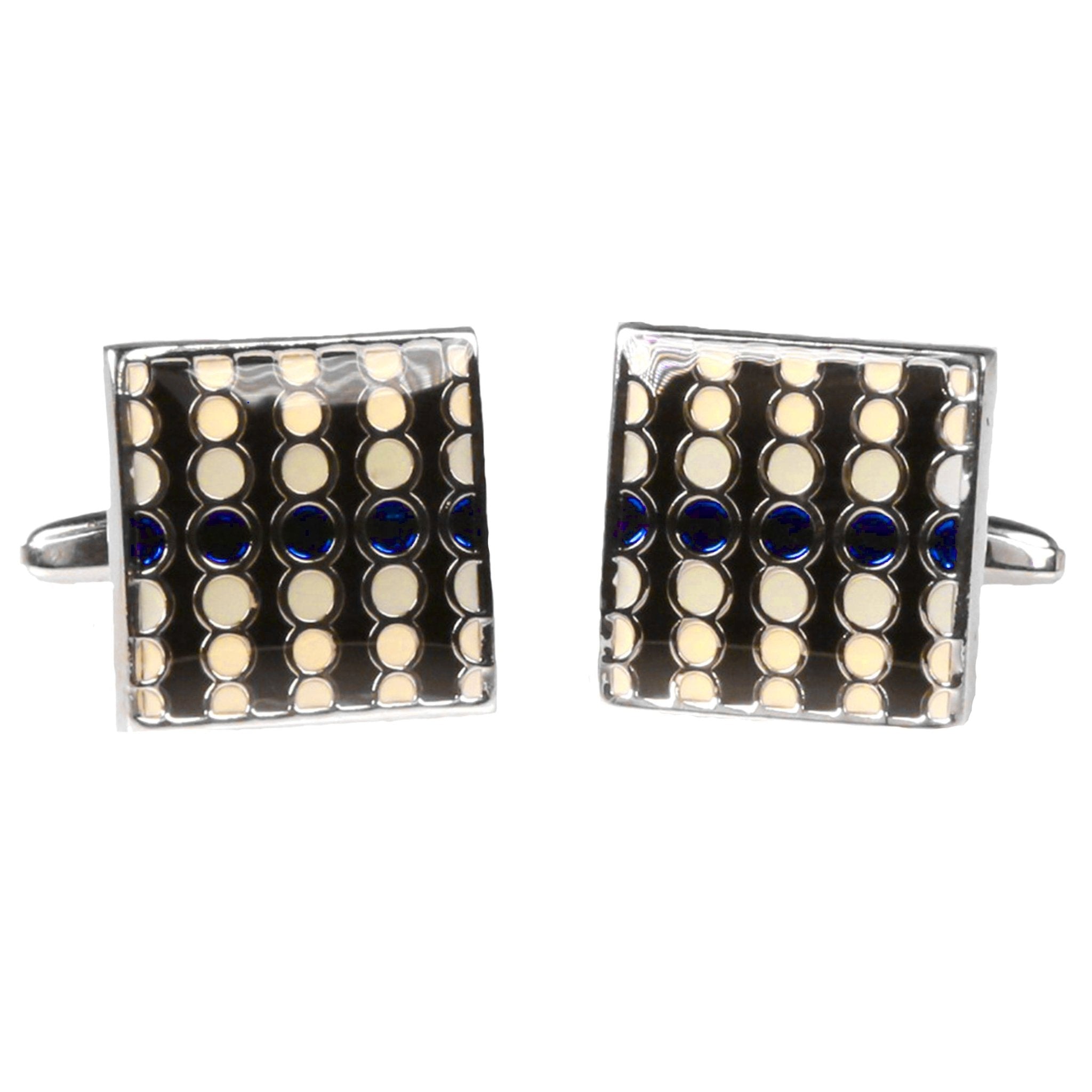 Silvertone Square Geometric Dots Cufflinks with Jewelry Box - Freeyouthzbandz