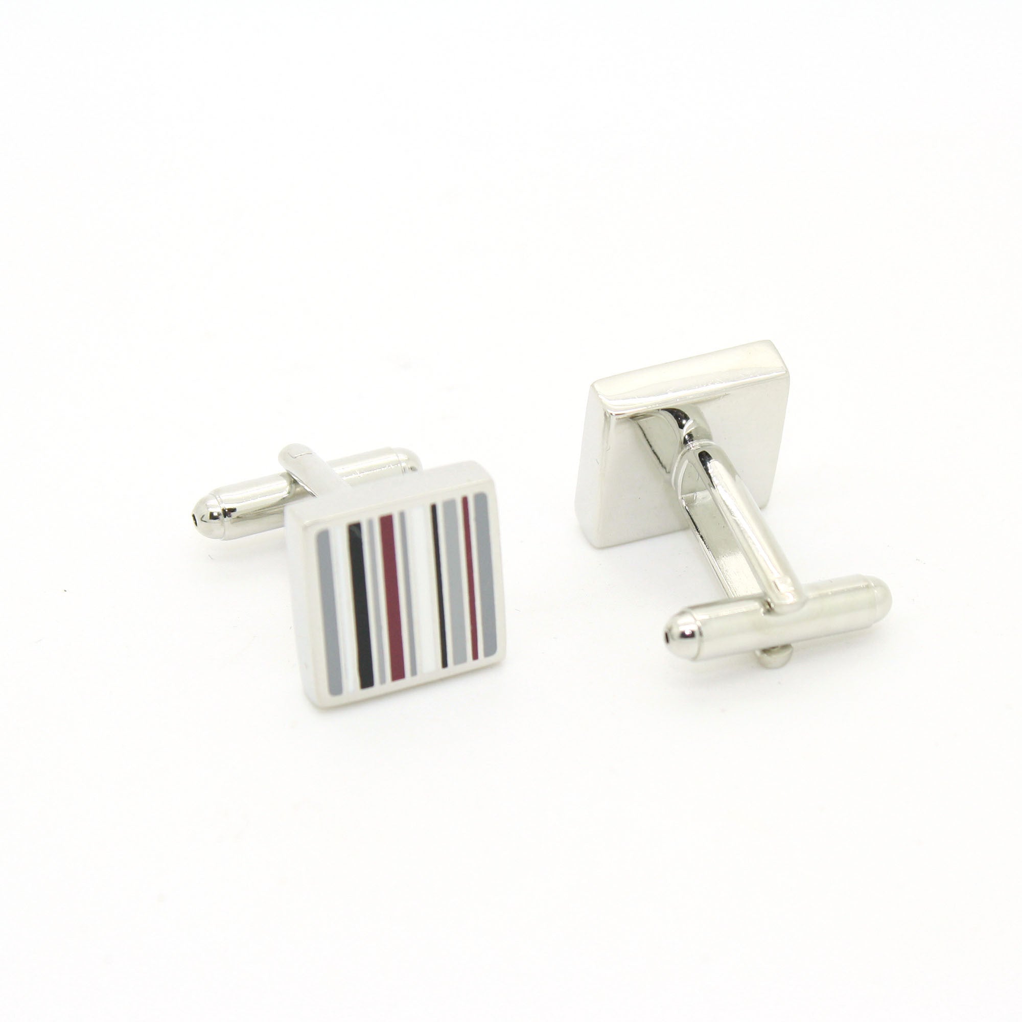 Silvertone Stripe Cuff Links With Jewelry Box - Freeyouthzbandz