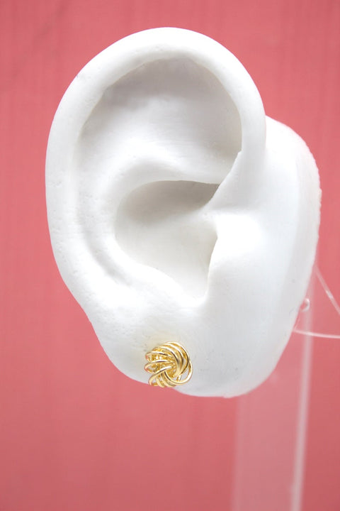 18K Gold Filled Golden Wire Knot Stud Earrings (J180) - Freeyouthzbandz