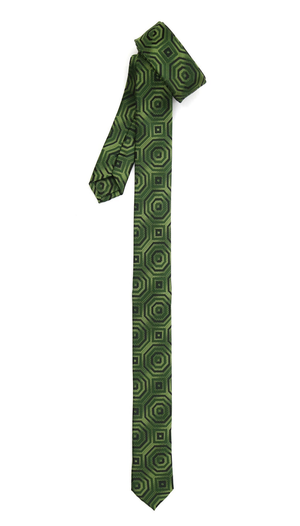 Super Skinny Retro Geometric Green Slim Tie - Freeyouthzbandz