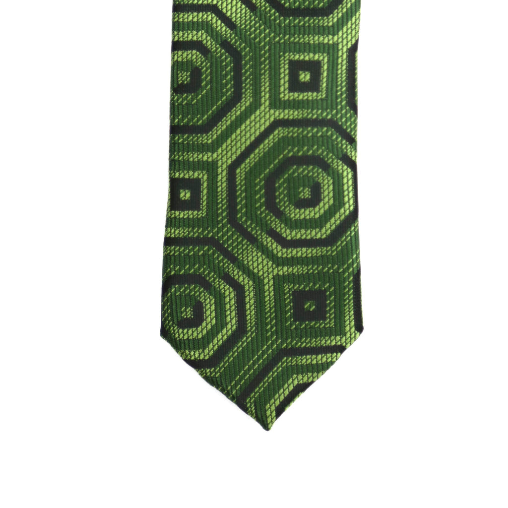 Super Skinny Retro Geometric Green Slim Tie - Freeyouthzbandz