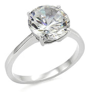 LOTK013 - High polished (no plating) Stainless Steel Ring with AAA Grade CZ in Clear - 9mm - Freeyouthzbandz
