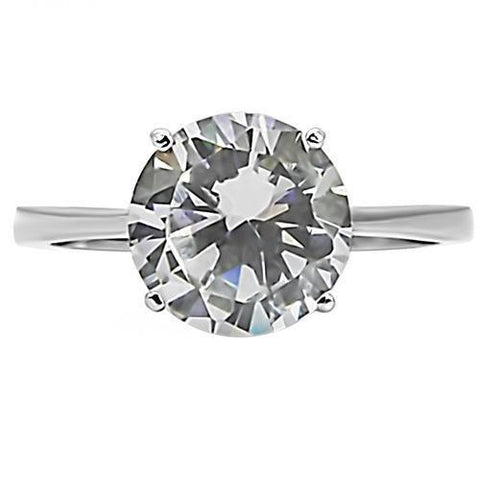 LOTK013 - High polished (no plating) Stainless Steel Ring with AAA Grade CZ in Clear - 9mm - Freeyouthzbandz