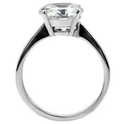 LOTK013 - High polished (no plating) Stainless Steel Ring with AAA Grade CZ in Clear - 9mm - Freeyouthzbandz