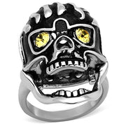 TK1114 - High polished (no plating) Stainless Steel Ring with Top Grade Crystal in Topaz - Freeyouthzbandz