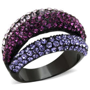 TK1831 - IP Black(Ion Plating) Stainless Steel Ring with Top Grade Crystal in Multi Color - Freeyouthzbandz