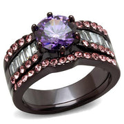 TK2652 - IP Dark Brown (IP coffee) Stainless Steel Ring with AAA Grade CZ in Amethyst - Freeyouthzbandz