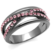 TK2688 - IP Light Black (IP Gun) Stainless Steel Ring with Top Grade Crystal in Light Peach - Freeyouthzbandz