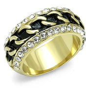 TK3196 - IP Gold(Ion Plating) Stainless Steel Ring with Top Grade Crystal in Clear - Freeyouthzbandz