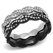 TK3265 - Two - Tone IP Black (Ion Plating) Stainless Steel Ring with Top Grade Crystal in Clear - Freeyouthzbandz