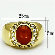 TK729 - IP Gold(Ion Plating) Stainless Steel Ring with Semi - Precious Agate in Siam - Freeyouthzbandz