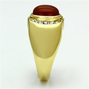 TK729 - IP Gold(Ion Plating) Stainless Steel Ring with Semi - Precious Agate in Siam - Freeyouthzbandz