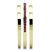 TK863 - IP Gold(Ion Plating) Stainless Steel Ring with Top Grade Crystal in Fuchsia - Freeyouthzbandz