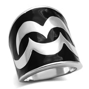 TK926 - High polished (no plating) Stainless Steel Ring with Epoxy in Jet - Freeyouthzbandz